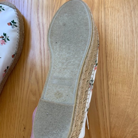Saint Laurent Floral Print Leather Espadrilles - Picture 6 of 8